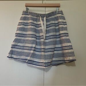 J. Crew Linen Striped Skirt Women 10 Blue White